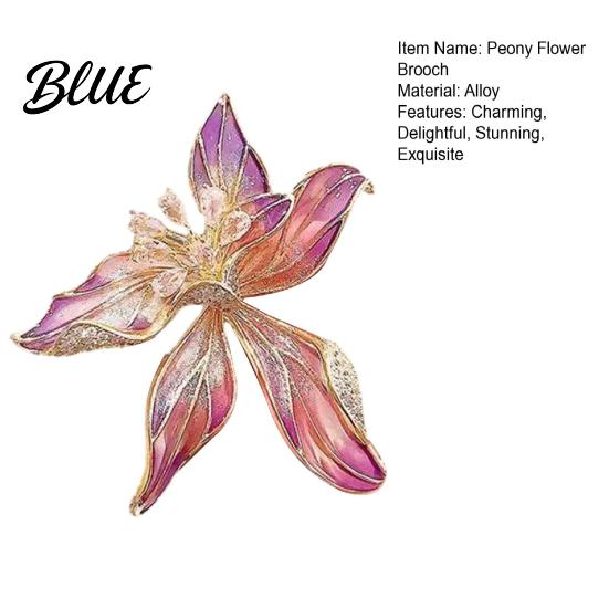 Brooch for Hats Peony Flower Pin Women Enamel Floral Lapel