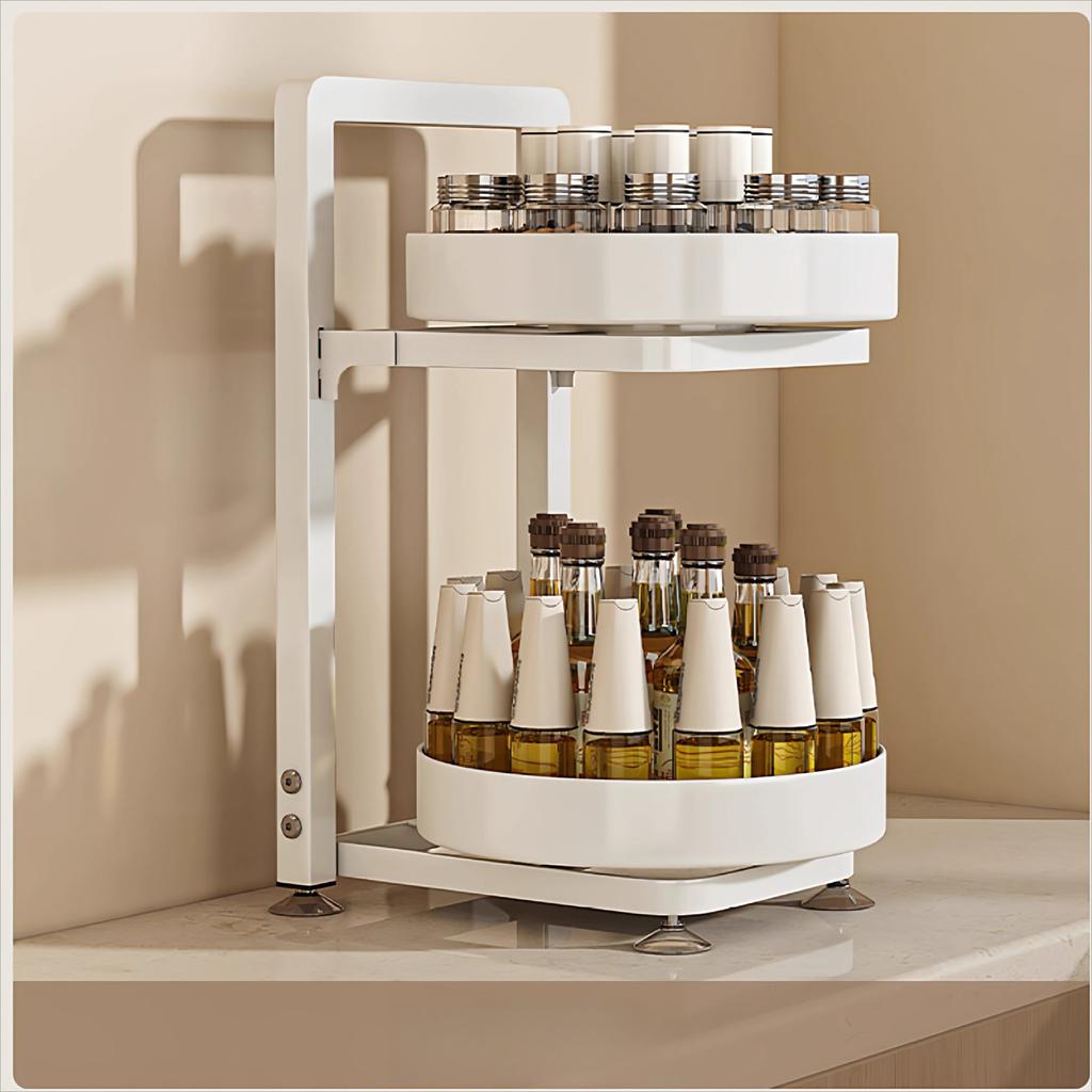 360-Degree Rotating Carbon Steel Kitchen Spice Rack