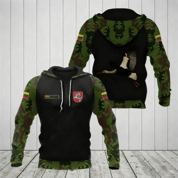 Lithuanian National Flag Emblem Camouflage Skull Warrior 3D Printing Men Fashionable Sports Outdoor Leisure Cool Hip-hop Hoodies