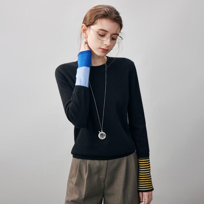 Komon Boca Women's 2025 A/W Colorblock Cashmere Round Neck Sweater