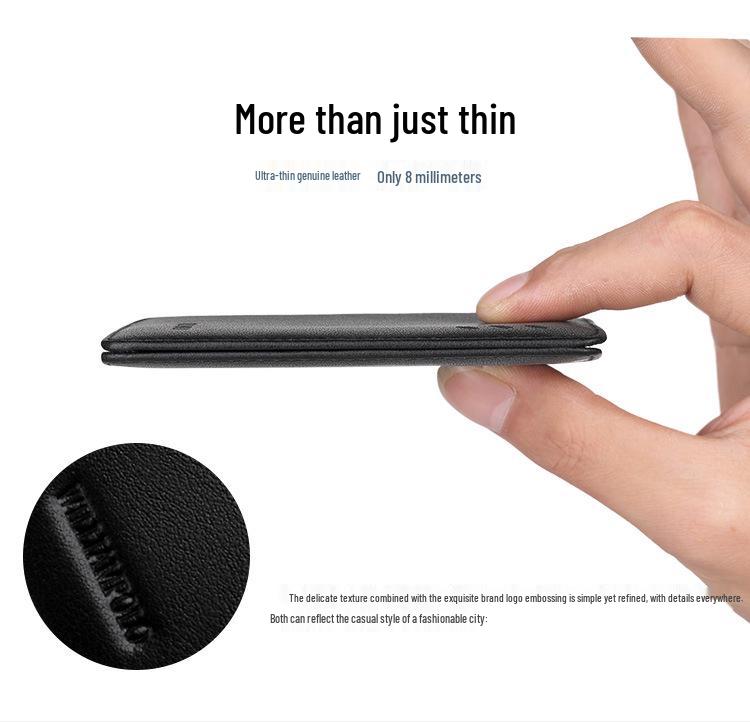 King Paul Ultra-Dünne Herren-Rindsleder-Geldbörse mit Münzfach und Geschenkbox