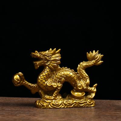 Home Furnishings Meaningful Chinese Zodiac Twelve Statue Gold Dragon Statue Animal Ornament