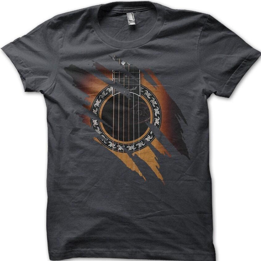Хлопковая футболка с принтом акустической гитары Sunburst, 6 струн S