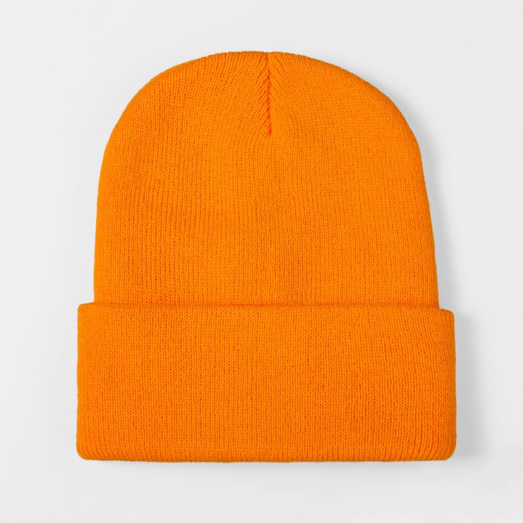 [] Acrylic fiber enlarged warm knitted hat big head circumference solid color flanging cold hat thickened warm