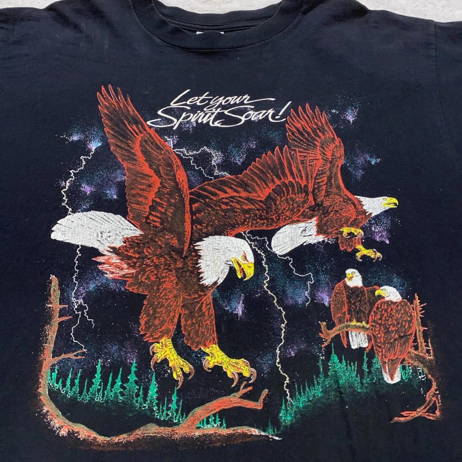 

vintage 80s LET YOUR SPIRIT SOAR EAGLE T-Shirt XL biker single stitch 90s 4XL
