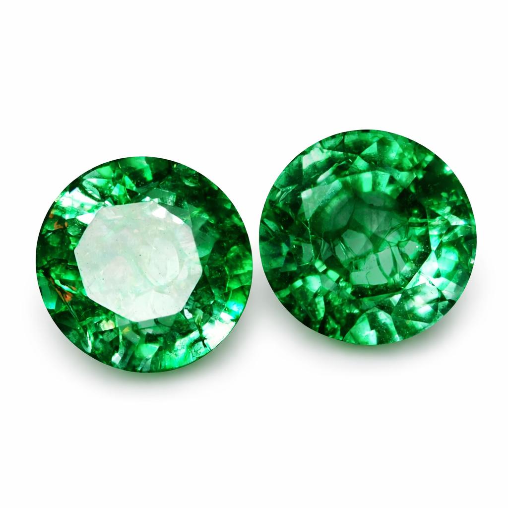 Smarald Verde Natural Piatră Prețioasă Liberă Colombiană Rotundă 16,35 ct Pereche pentru Realizarea Bijuteriilor și Meșteșuguri 12.5 mm approx verde