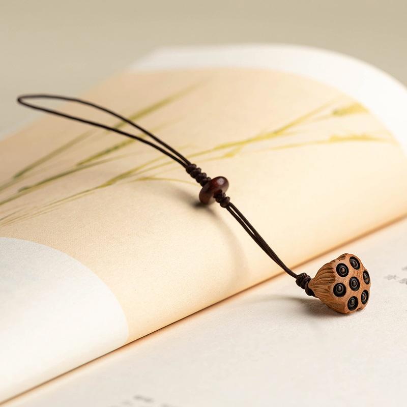 

Деревянный ремешок для телефона в виде коробочки семян лотоса, брелок из натурального сандала, шнурок против падения, держатель-диск, декор для кошелька