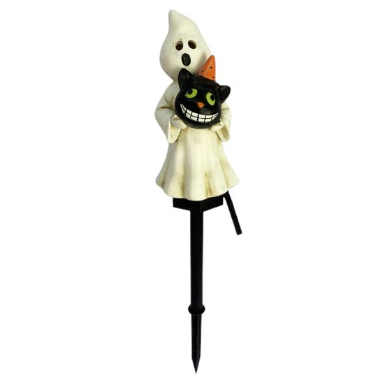 Solar Pumpkin Lantern Waterproof Pathway Ghost Pumpkin LED Light Resin Halloween Decoration