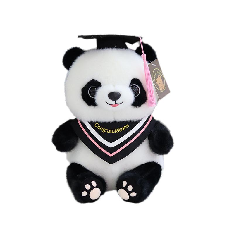 Charming Graduation Panda Plush Toy Adorable Stuffed Animal With Customizable Logo