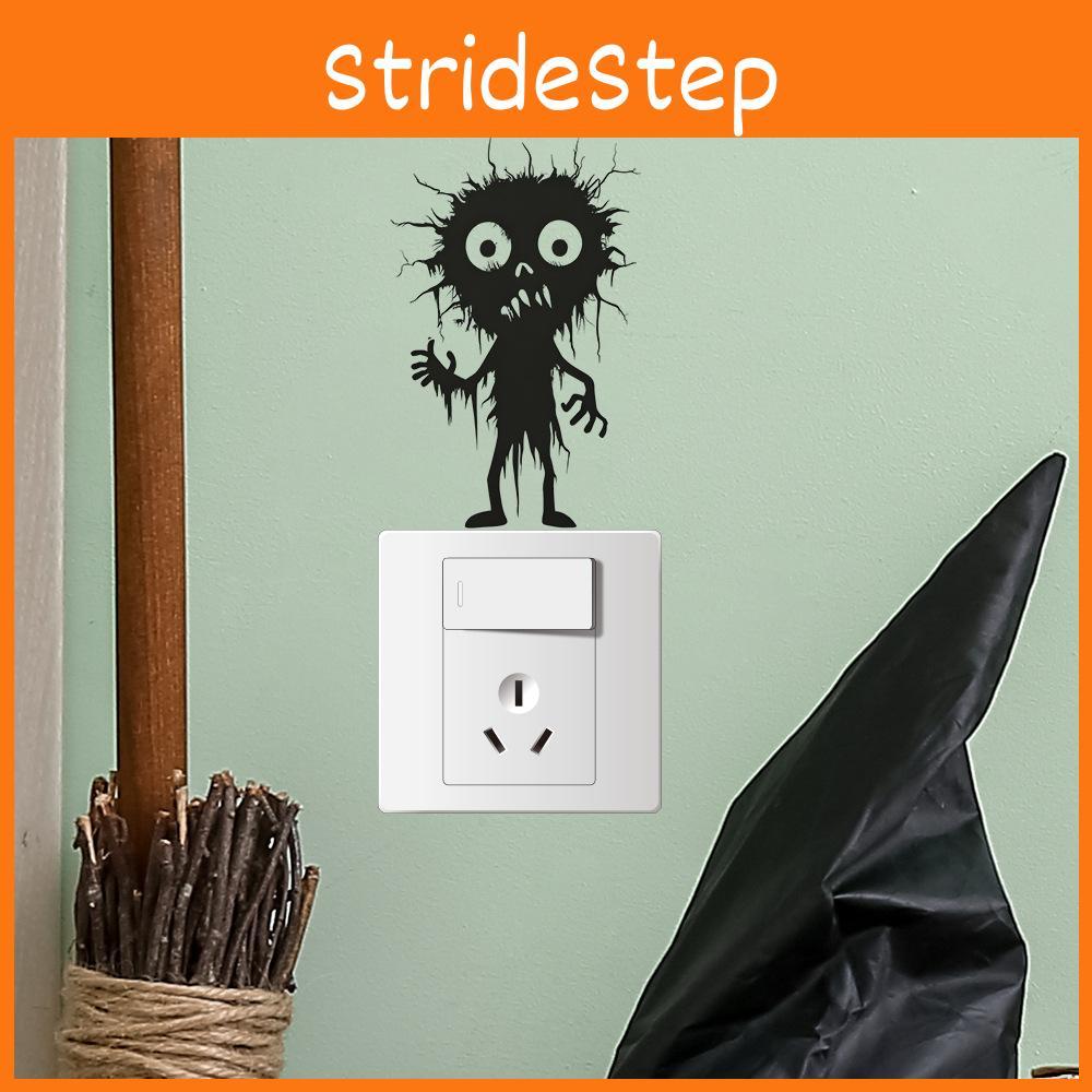 Black Halloween Features Cartoon Switch Sticker Pvc Wall Decor For Living Room