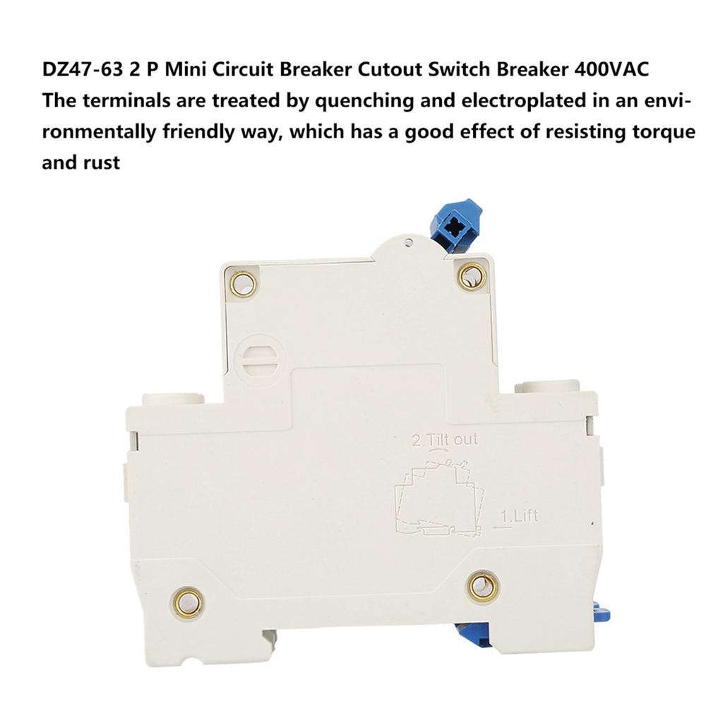 DZ47 63 2 P Mini Circuit Breaker Cutout Switch Breaker 400VAC(6A)