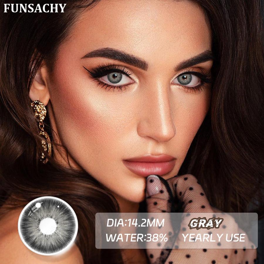 FUNSACHY 1 Pair Coloron Contacts Lens Yearly Use Natural Black Korean Brown Eyes Contact Pupils Cosmetics Fashion Softlen Yearly