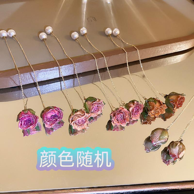 Silver Needle Eternal Flower Earrings Korea Dongdaemun Temperament Earrings Fashion Earrings Women s Pearl