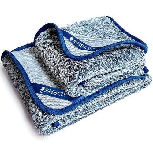

SHSCLY Microfiber Car Wash Towel, 2nd Generation, Super Absorbent, Dryer Cloth, Large, Thick, Edge Spreading Effect, Easy to Keep Flat, Easy to W