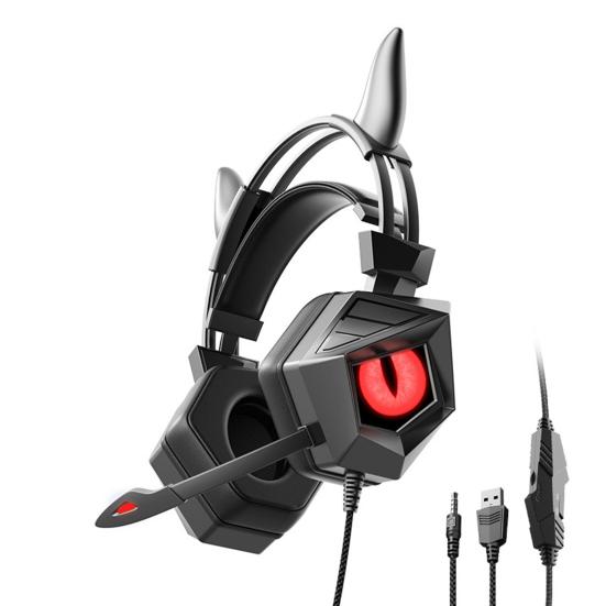 Wired Headset Luminous RGB Flash Light with Microphone 3.5mm/USB Cow Ear E-sports Game Headphone for Desktop