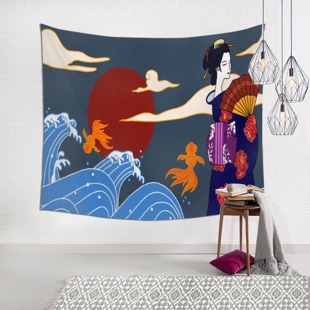 Japanische Kanagawa Ukiyoe Serie Tapisserie Tattoo Shop Wanddekoration Malerei Hängendes Tuch Altes traditionelles Hintergrundtuch