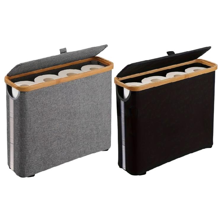 Modern Bathroom Accessory Toilet Paper Basket With Generous Storage and Easy Setups Available In Black or Gray