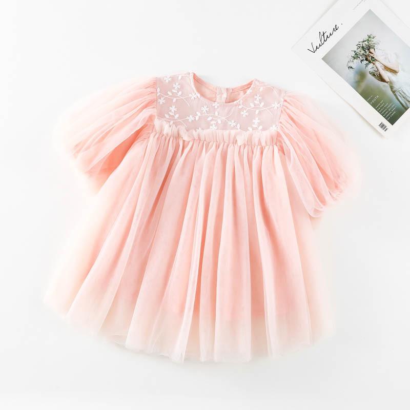 Kinder Kleidung Frühling Sommer Langarm Dünne Spitze Tüll Kleid Koreanischen Stil Mädchen Prinzessin Mode Süße Fee Mesh Kleider