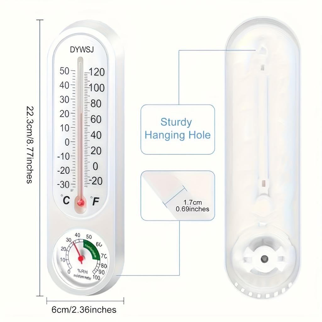 Wall-mounted Indoor/outdoor Thermometer and Hygrometer, Accurately Measures Temperature and Humidity, Red Pointer, Hygrometer.