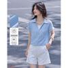 Shangjing Women's Faux Layered Short Sleeve Blouse