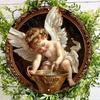Mignon Petit Ange Porte-Manteau, Panneau en Bois, Décoration Murale, Décoration de Couronne, Set de Dessin d'Artiste, 8x8 Pouces, 20x20cm
