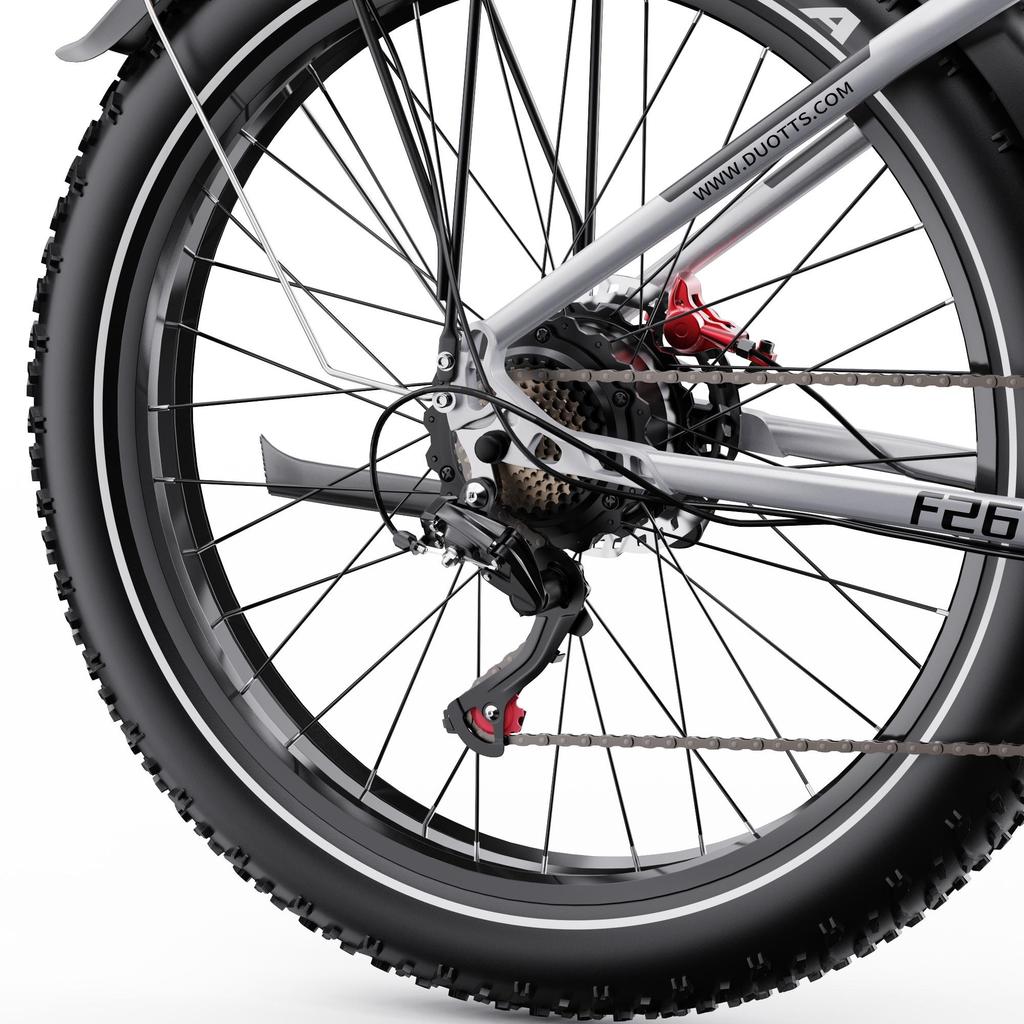 Elektrofahrrad Duotts F26, Doppelmotor 750W, 48V 20AH Akku, Höchstgeschwindigkeit 55 km/h, Reichweite 120 km, 26x4,0 Zoll Reifen