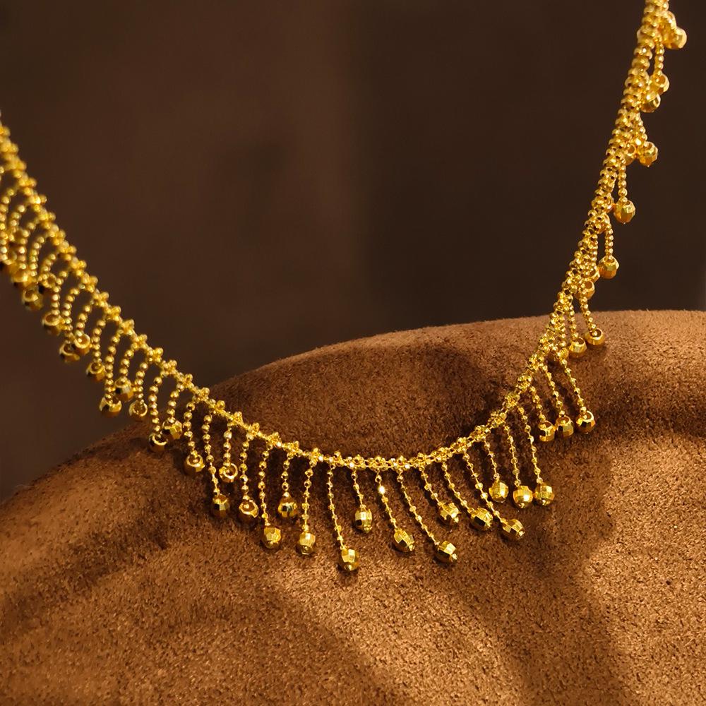 Women's Gold-Plated Sterling Silver Tassel Bead Necklace with Italian Craftsmanship