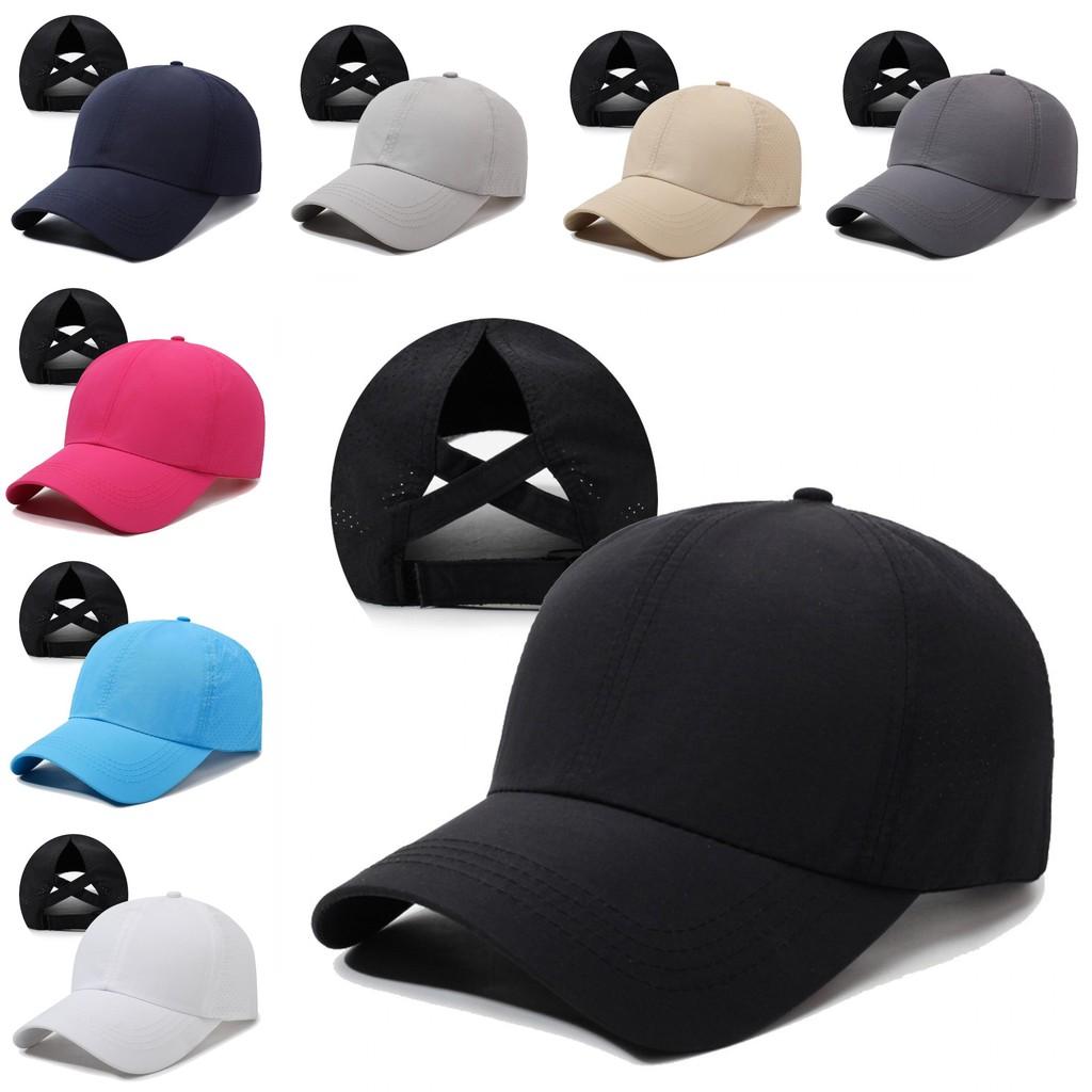 Summer Cap Baseball With Breathable Mesh Cross Design And Solid Color For Daily
