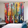 Set Of 2 Flat Printing Christmas Hot Party Curtains Vivid Guitars Digital Printed Polyester Drapes Holiday Decorations Use Curtain