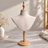 Freestanding Jewelry and Scarf Display Mannequin PinFriendly clothCovered Bust with Wooden