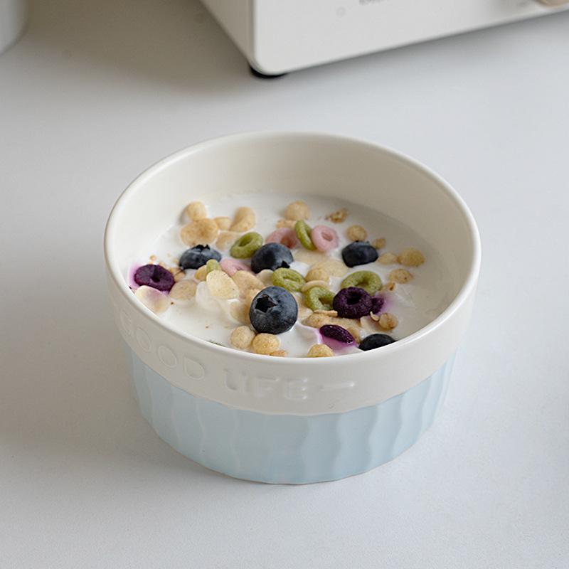 Nordic Style Ceramic Dessert & Cereal Bowl - Cute Yogurt, Fruit, Breakfast, or Steamed Egg Bowl for Home