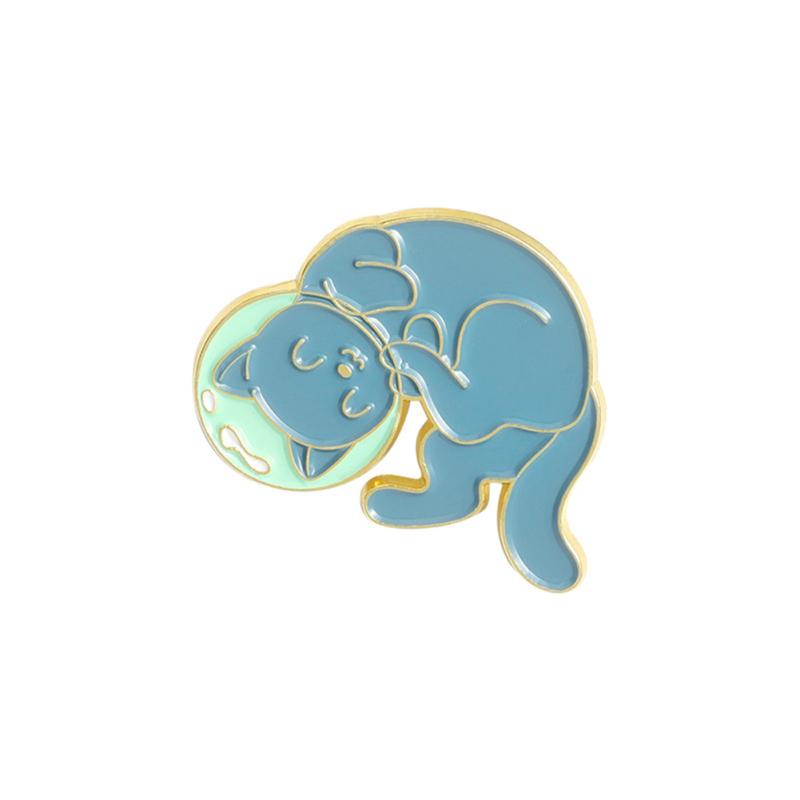 Broșă cu animale drăguțe Planet Space Kitten Badge Cat Pin pentru rever cămașă Geanta Bijuterii Cadou pentru prieteni