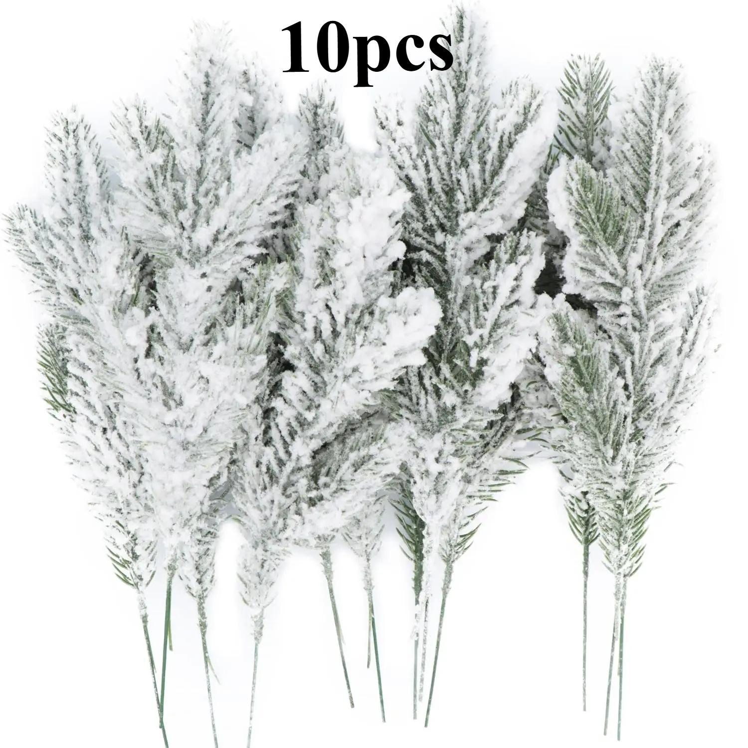

10/12Pcs Artificial Pine Needles Branches Snow Pine for Christmas Xmas Tree Wreath DIY Fake Plants Ornaments Home New Year Gifts