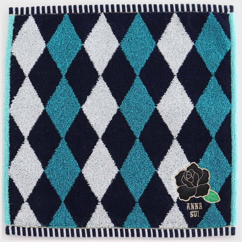 Anna Sui Large Towel Handkerchief with Rose Towel Hand Towel 28cm (approx. 28cm) Appliqué (Blue) Women's Approx. 109307-0010-01
