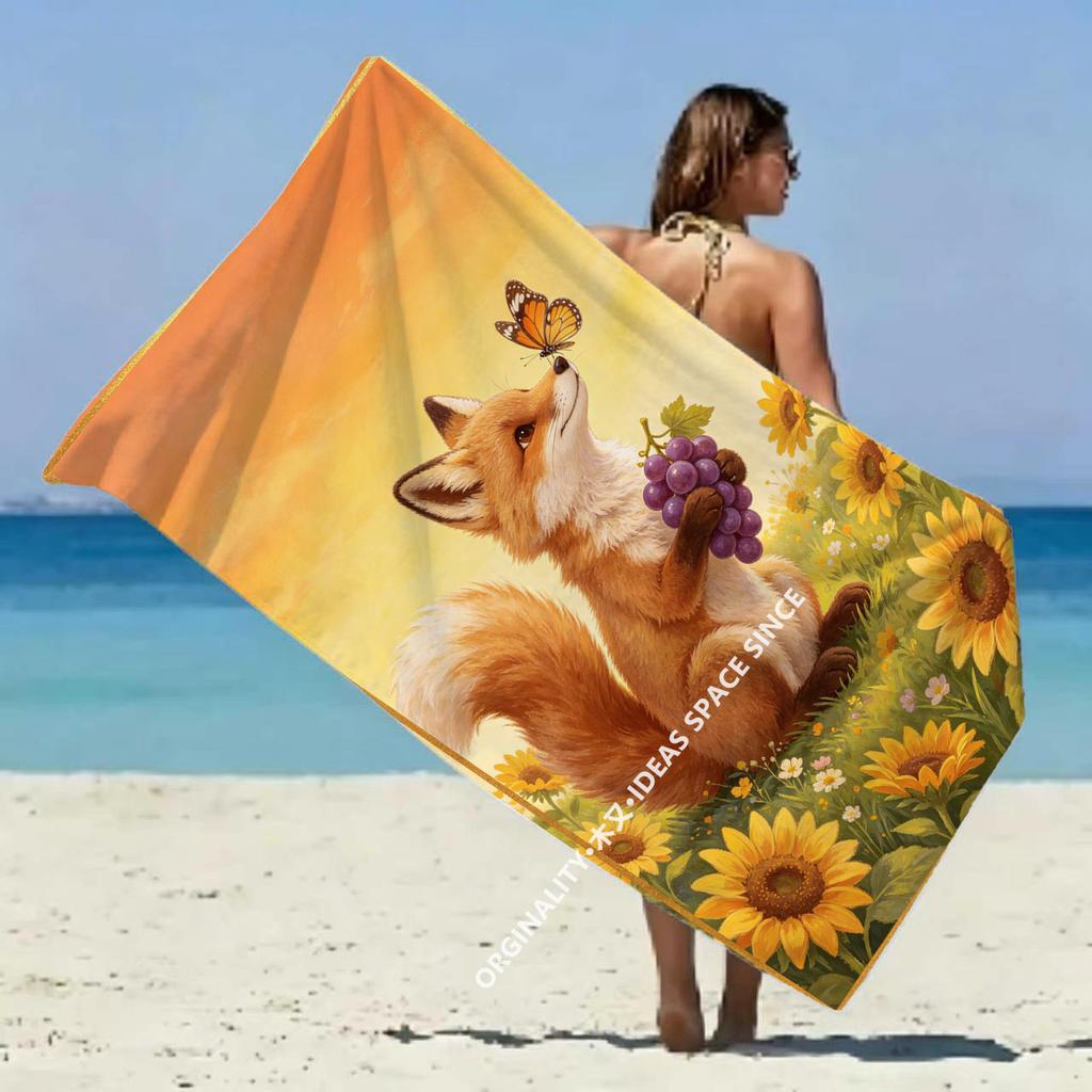Sunny Fox Butterfly Beach Towel Patterned Sunscreen And Windproof Suitable For Swimming Pool Camping Travel
