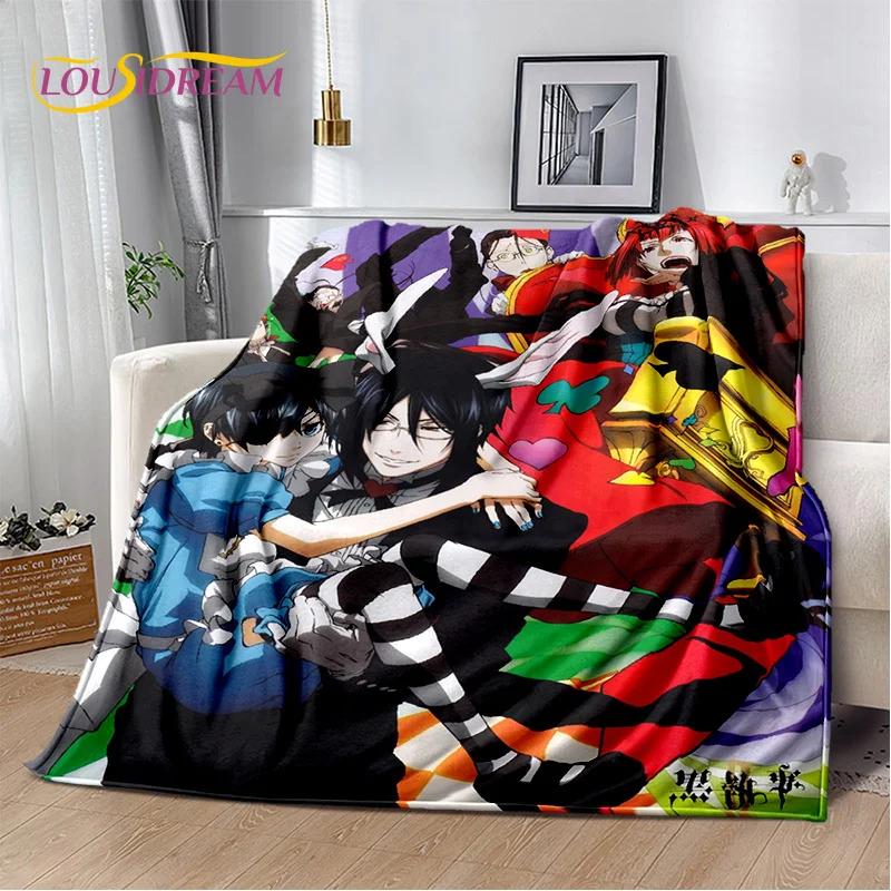 Cartoon Black Butler Anime 3D-Decke, weiche Überwurfdecke für Zuhause, Schlafzimmer, Bett, Sofa, Picknick, Reisen, Büro, Ruhebezug, Decke für Kinder