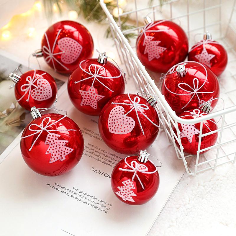 Christmas Home Decoration Cute Bow Design New Year Decoration Heart Pattern Exquisite Christmas Decorations Sweet Style 6PCS