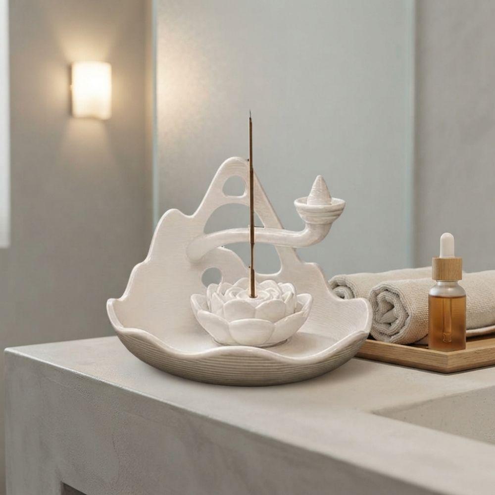 3D Printed 3 In 1 Incense Holder Mountain Lotus Design Backflow Incense Burner  Bedroom