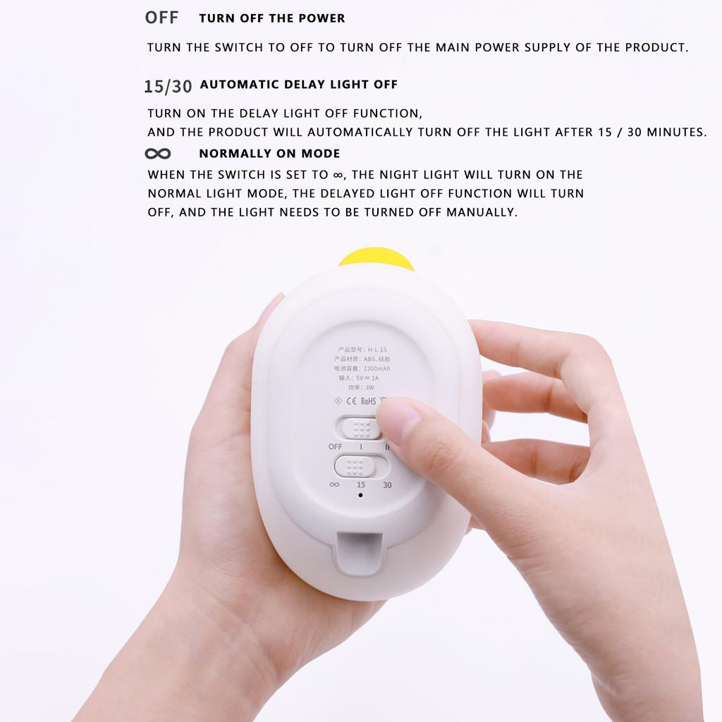 Silicone Duck Night Light USB Rechargeable Soft Touch Table Lamp with Timer and Tap Control Suitable for Bedroom Nursery and Kids Room