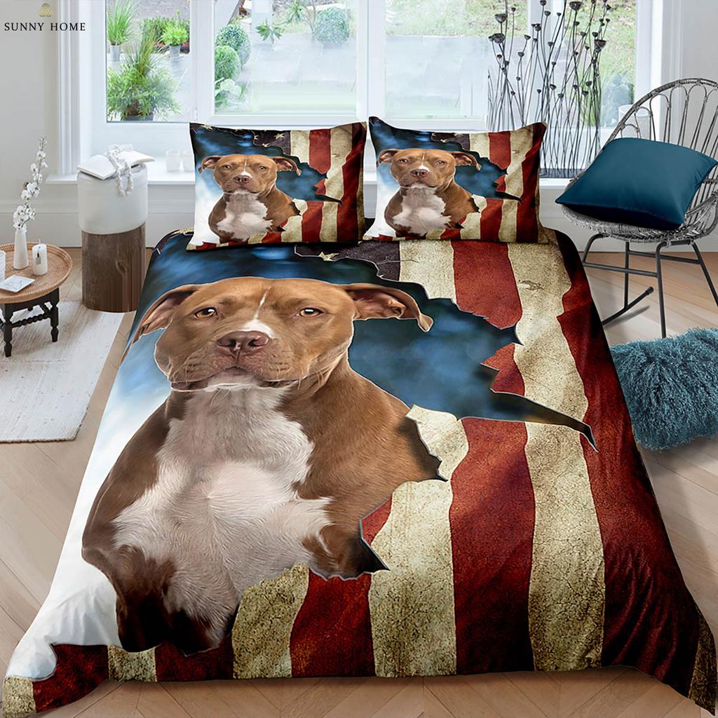 2/3 Piece Duvet Cover Set (1 Duvet Cover + 1/2 Pillowcase, Pillow Core Not Included), Cute Dog Print Bedding Set for Bedroom