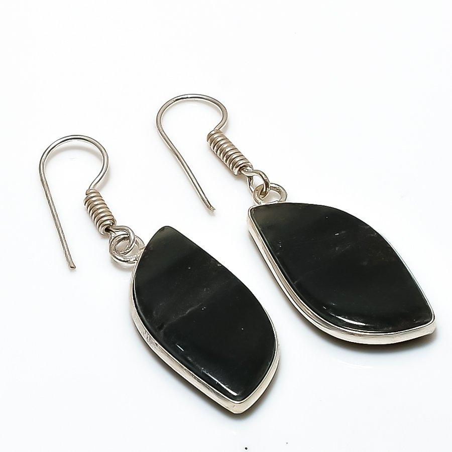 Natural Bloodstone Gemstone Handmade 925 Sterling Silver Jewelry Earring 1.65" F4j97