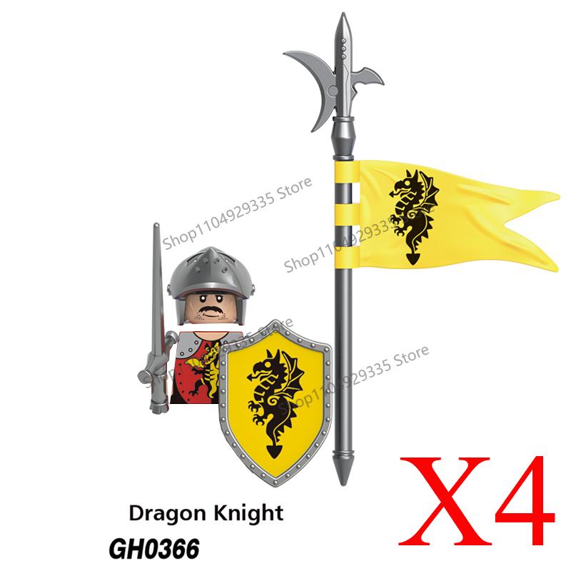 MOC Mittelalterliche Bausteine Zubehör Burgen Gotische Ritter Drache Löwe Krieger Pferd Helme Schilde Rüstungen Äxte Steine Spielzeug