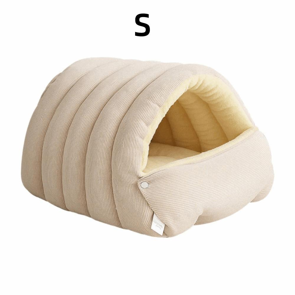 

Soft Plush Pet Sleeping Bed Warm Windproof Cat Nest Comfortable Cat Bed Cat Dog White-S
