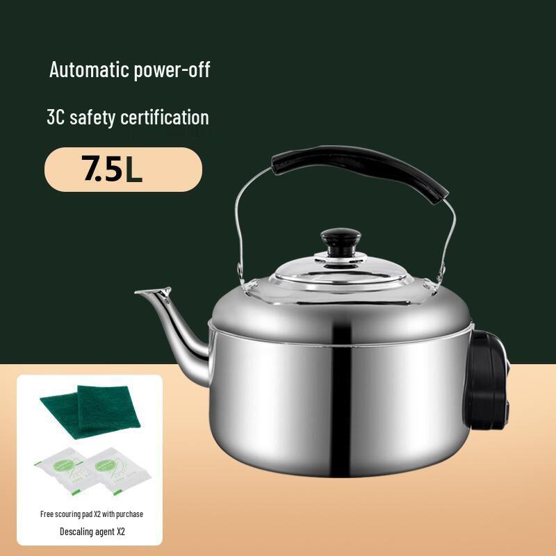 Large Capacity Stainless Steel Electric Kettle with Whistle, Auto Power Off, and Keep Warm Function for Office or Hotel Use