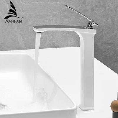 Basin Faucets White Color Basin Mixer Tap Bathroom Faucet Hot and Cold Chrome Finish Brass Toilet Sink Water Crane Gold 855909