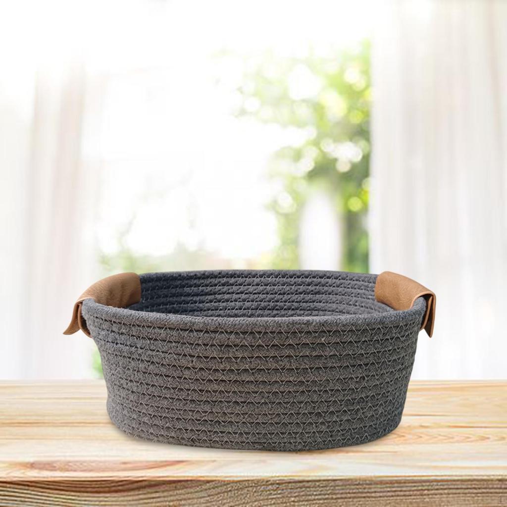 Cesta de almacenamiento tejida de algodón, cesta de picnic rústica decorativa para frutas y pan