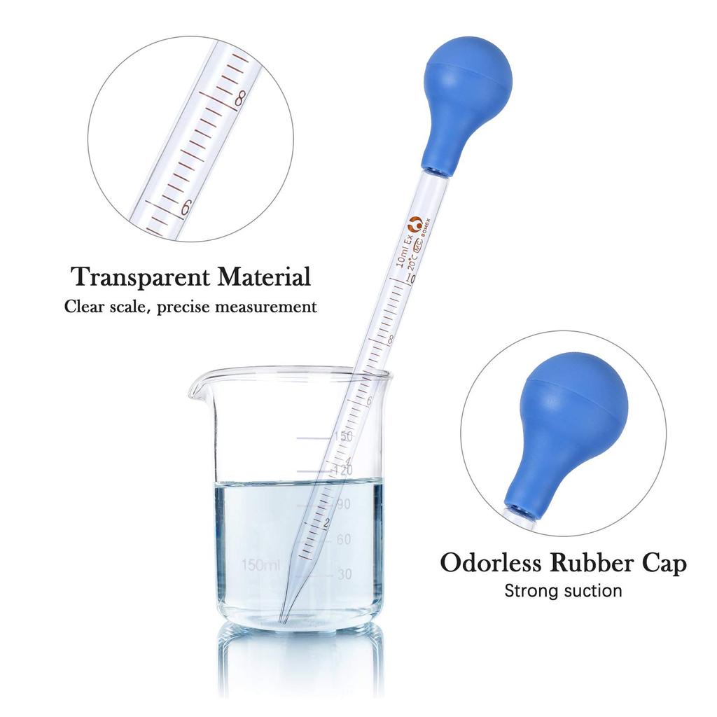 Dikke Glazen Druppelaar Test Essentiële Oliën Overbrengen Rubberen Dop Schaal Pipet 1/2/3/5/10ml School Laboratorium Druppeltube