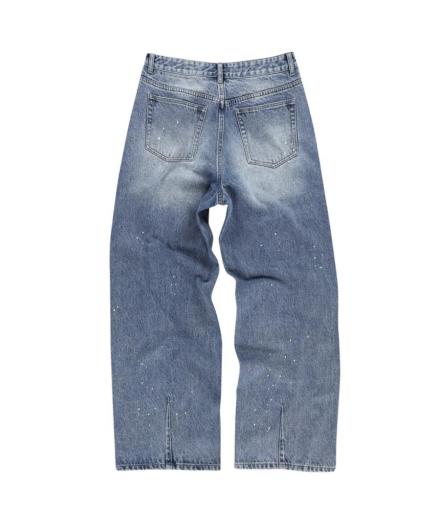 SLOWACID Distressed Wide Denim Pants [Blue]