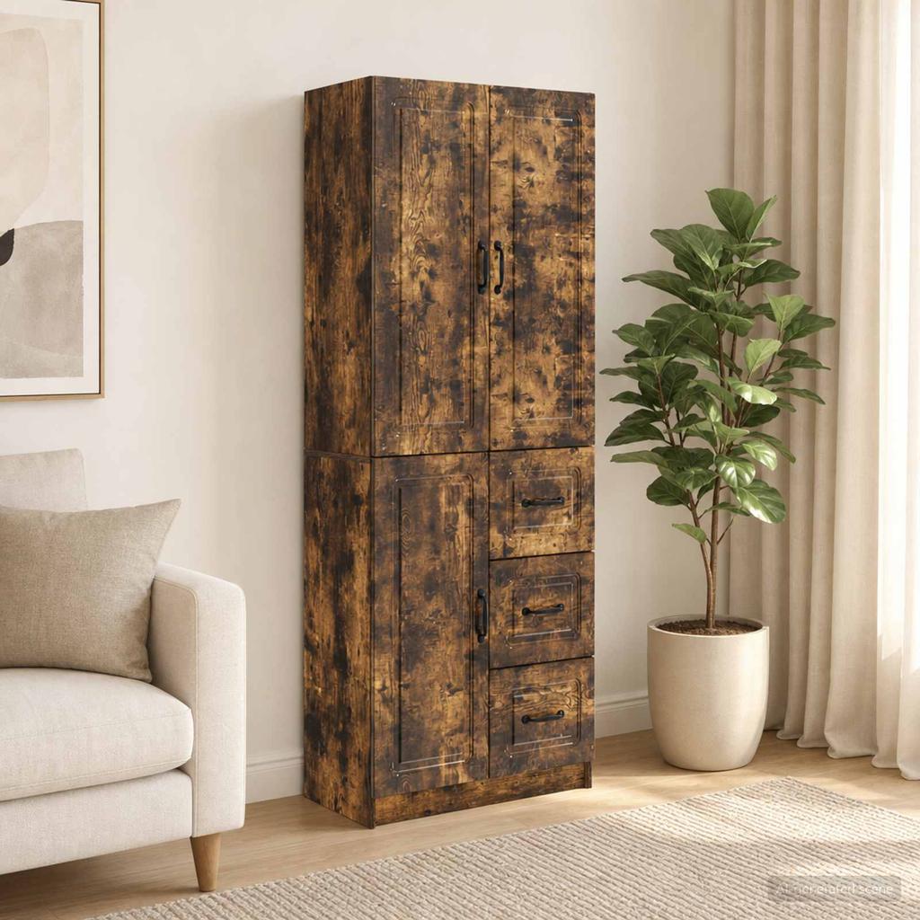 Cabinet Set 2 pcs Smoked Oak Wood Based Material