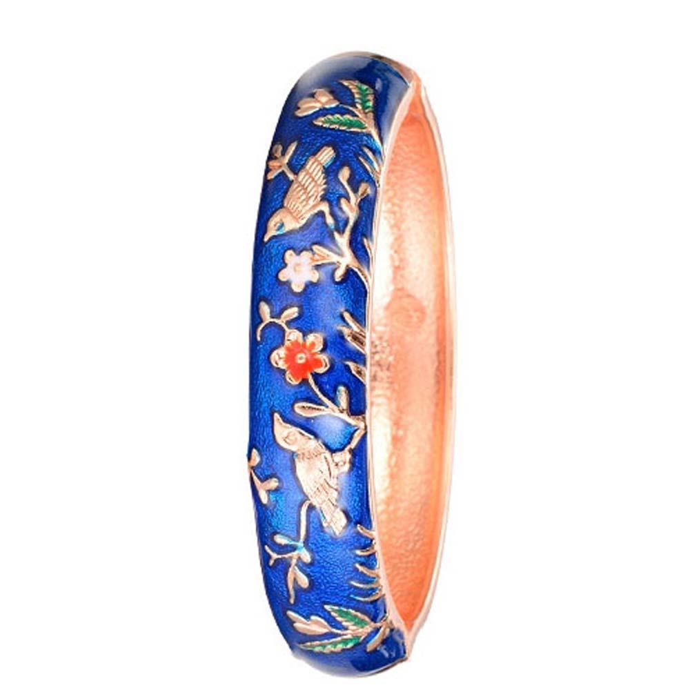Cheongsam accessories Filigree Enamel Bangle Hanfu Accessories Hollow Out Flower Bracelet Girls